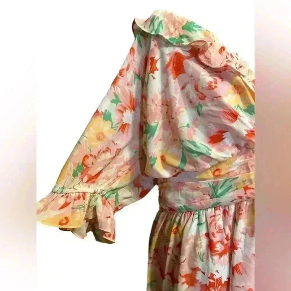 Emily Wonder Plus Size 2X Floral Flowy Midi Dress Ruffled - Picture 5 of 12